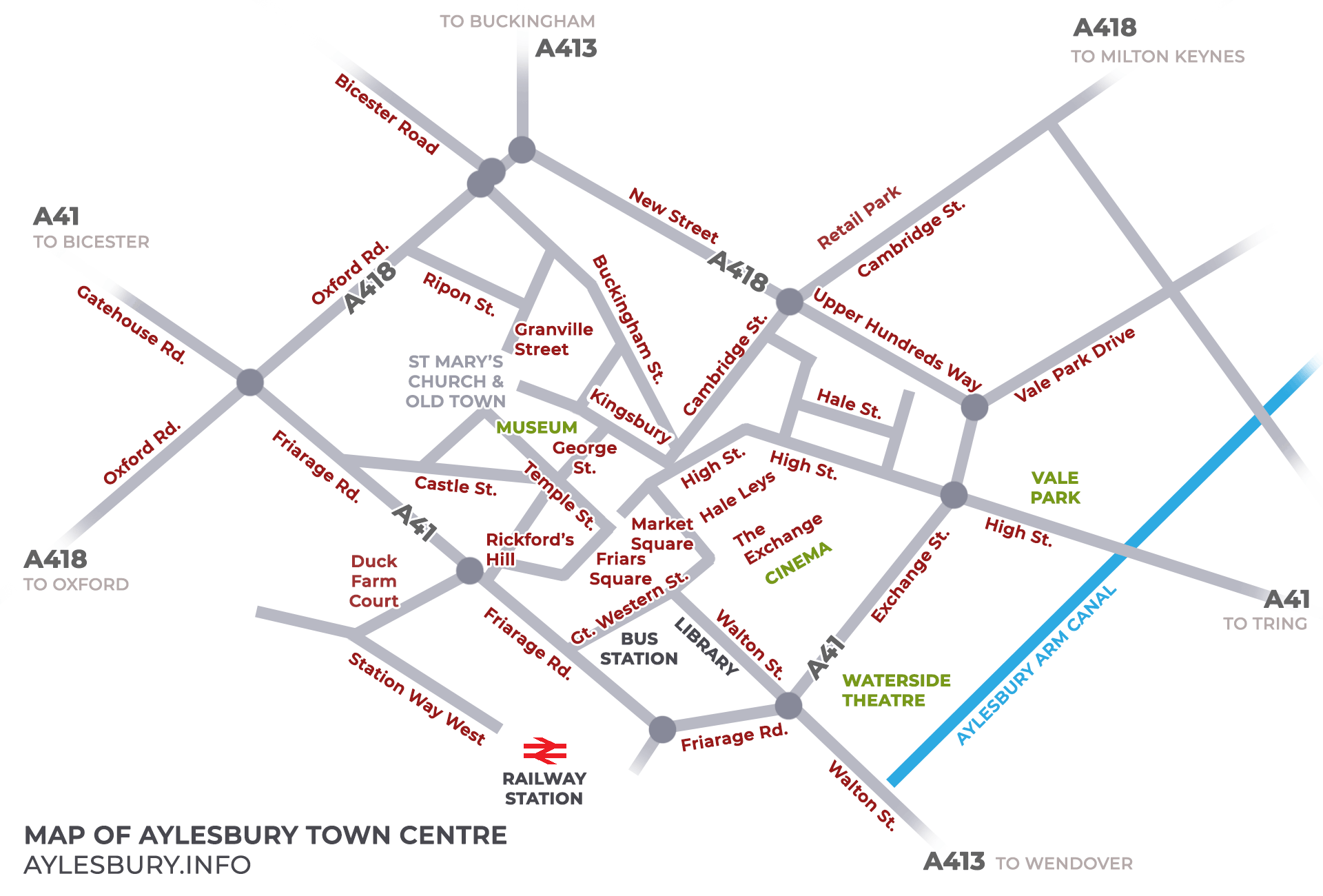 Map of Aylesbury Town Centre